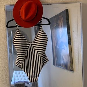 J.Crew bodysuit black and white stripes